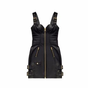 SOLD——MOSCHINO H&M BLACK LEATHER DRESS US SIZE 10